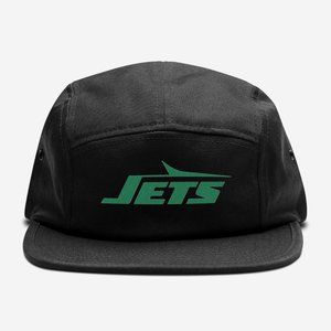 NEW York Jets Speedbird Logo 5 Panel Camper Strapback Hat BLACK